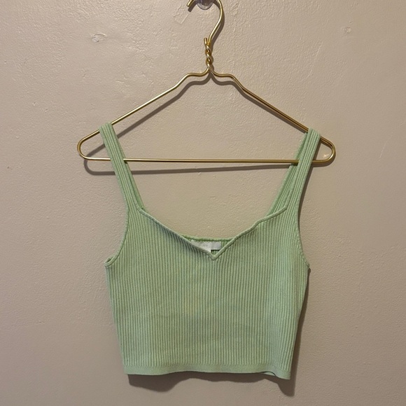 H&M Light Green Ribbed Crop Top - Picture 1 of 1